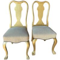Usado, Par De Cadeira Renascença Pata De Leão Dourada Antiga  comprar usado  Brasil 