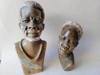 2 Esculturas Cabeças Afro Brasileiro Em Pedra Sabão. comprar usado  Brasil 