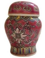 1006 Prd- Um Mini Vaso Potiche Com Tampa- Porcelana Vermelho, usado comprar usado  Brasil 