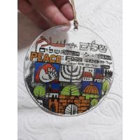 Placa De Vidro Decorativa Com Motivos Judaicos Paz 11,5cm, usado comprar usado  Brasil 