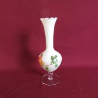 Vaso Tulipa Vidro Italiano Branco Desenho Flor Rosa 21cm, usado comprar usado  Brasil 