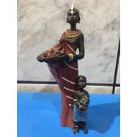 Estatuetas Em Resina Representando Mulher E Filho Africanos comprar usado  Brasil 