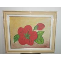 Quadro Pintura Óleo Sobre Tela Flores Vermelhas  comprar usado  Brasil 