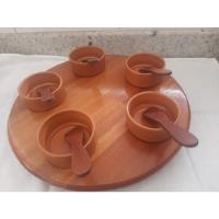 Petisqueira Madeira Giratoria 5 Potes Ceramica Espatula Arte comprar usado  Brasil 