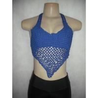 Cropped Croche Azul Frente Unica Veste P M Usado Bom Estado comprar usado  Brasil 