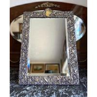 Espelho Antigo De Mesa Art Nouveau Em Prata De Lei E Ouro, usado comprar usado  Brasil 