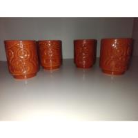 4 Copinhos Mexicanos Em Cerâmica C/ Figuras Astecas (ml1789), usado comprar usado  Brasil 