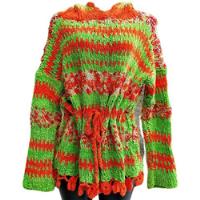 Casaco Suéter Feminino Com Capuz De Tricô Tricot Feito À Mão, usado comprar usado  Brasil 