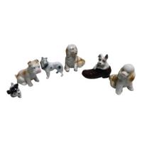 6 Estatuetas Miniatura Cachorros Bibelôs Antigos Porcelana , usado comprar usado  Brasil 
