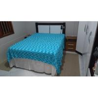 Colcha Edredon Croche Cama Casal 2,3m X 2,3m Azul Feita Mão, usado comprar usado  Brasil 