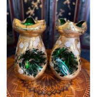 Usado, Par De Vasos Em Cristal De Murano Veneziano Verde comprar usado  Brasil 