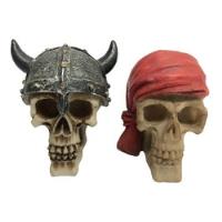 02 Crânios Decorativo Caveira Medieval E Pirata Em Resina  comprar usado  Brasil 