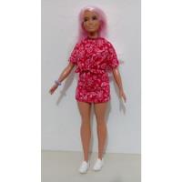 Boneca Barbie Curvy Cabelo Rosa Vestido Vermelho Fashion  comprar usado  Brasil 