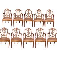 Jogo 10 Cadeiras Antiga Vintage Com Braço Madeira E Palhinha comprar usado  Brasil 