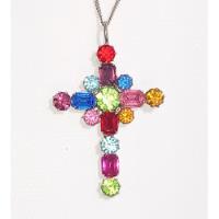 Kit Crucifixo Com Pedras Coloridas E Corrente Fina - Luxo comprar usado  Brasil 
