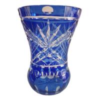Usado, Vaso Azul Em Cristal Com Baixo Relevo. 22,5 Cm Flores comprar usado  Brasil 