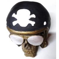 Crânio Caveira Com Capacete E Óculos Halloween Resina 13 Cm , usado comprar usado  Brasil 