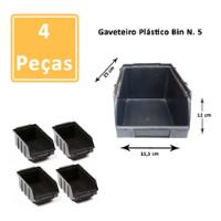 Gaveta Organizadora Caixa Bin 5 Preta Plastica Kit Com 4 Pç comprar usado  Brasil 