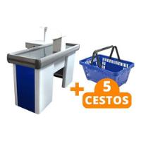 Caixa Empacotador Check-out 1,5m + 5 Cestos De Compras Azul comprar usado  Brasil 
