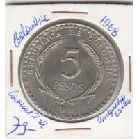 Colombia, 5 Pesos De 1968, Congresso Eucaristo Internacional, usado comprar usado  Brasil 