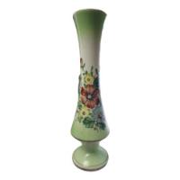 Vaso Decorativo Em Cerâmica Esmaltada Verde Floral comprar usado  Brasil 