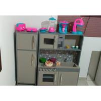 Cozinha Infantil Com Geladeira Mdf Diana Cinza + Utensílios , usado comprar usado  Brasil 