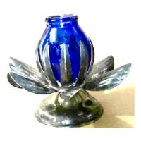 Castiçal Flor De Lis Cobalto Antigo Usado Metal Ornamental comprar usado  Brasil 