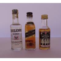 Lote De 3 Miniaturas De Garrafas De Whisky E Vodka Usadas, usado comprar usado  Brasil 