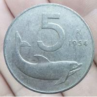 Moeda Italiana Cinco Lira 1954 comprar usado  Brasil 