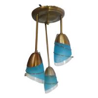 Lustre Luminária De Teto 3 Lampadas Vidro Azul Vintage comprar usado  Brasil 
