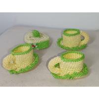 Usado, Trio De Xícaras Em Crochê Artesanal Decorativa Ver Anúncio  comprar usado  Brasil 