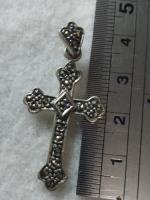 Crucifixo Trevo Antigo Prata Marcassitas 4cm 4fotos 3,5gr, usado comprar usado  Brasil 