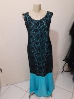Vestido De Festa Azul Tiffany E Renda Preta, usado comprar usado  Brasil 