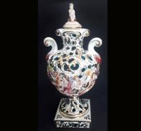 Ânfora Antiga Porcelana Italiana Capodimonte Pintada À Mão comprar usado  Brasil 