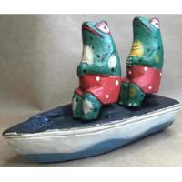 Estátua Sapo Canoa Índiano Escultura Madeira Antiga Usada comprar usado  Brasil 