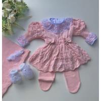 Saída Maternidade De Menina Vestido Rosa Bebê Tricô 6 Peças comprar usado  Brasil 