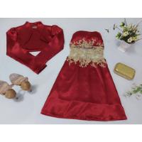 Vestido Vermelho Com Renda E Bolero, usado comprar usado  Brasil 