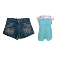 Conjunto Infantil Blusinha Tam 10, Shorts Jeans Tam 38 comprar usado  Brasil 