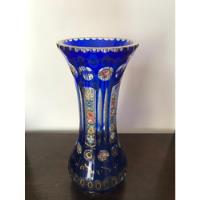 Vaso Veneziano Antigo Executado Em Cristal Lapidado Azul, usado comprar usado  Brasil 