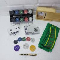Kit Poker,fichas C/suporte, Feltro, Cartas C/ Caixa Madeira , usado comprar usado  Brasil 