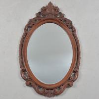 Espelho Antigo Oval Bisotado Entalhado Madeira Cerejeira, usado comprar usado  Brasil 