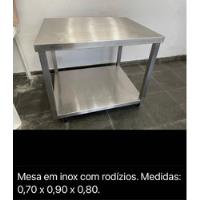 Mesa Em Inox Com Rodízios 700x900x800 comprar usado  Brasil 
