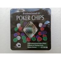Jogo De Poker Profissional Com 100 Fichas E Dealer Na Lata comprar usado  Brasil 