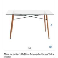 Mesa De Jantar 140x80cm Retangular Eifel Eames Vidro Incolor comprar usado  Brasil 