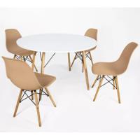 Mesa Redonda 120cm + 4 Cadeiras Charles Eames Eiffel Wood comprar usado  Brasil 