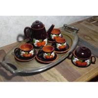 Jogo De Chá Em Cerâmica Esmaltada E Vitrificada Com Bandeja. comprar usado  Brasil 