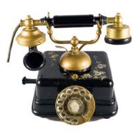Antigo Telefone De Mesa Preto De Metal Com Desenho De Flores, usado comprar usado  Brasil 
