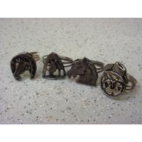 Antigo Coleção Quatro Anéis Metal Ferradura, Cavalo, Chapéu., usado comprar usado  Brasil 