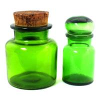 Usado, Par Porta Condimentos Em Vidro Verde Com Tampa E Rolha B6529 comprar usado  Brasil 